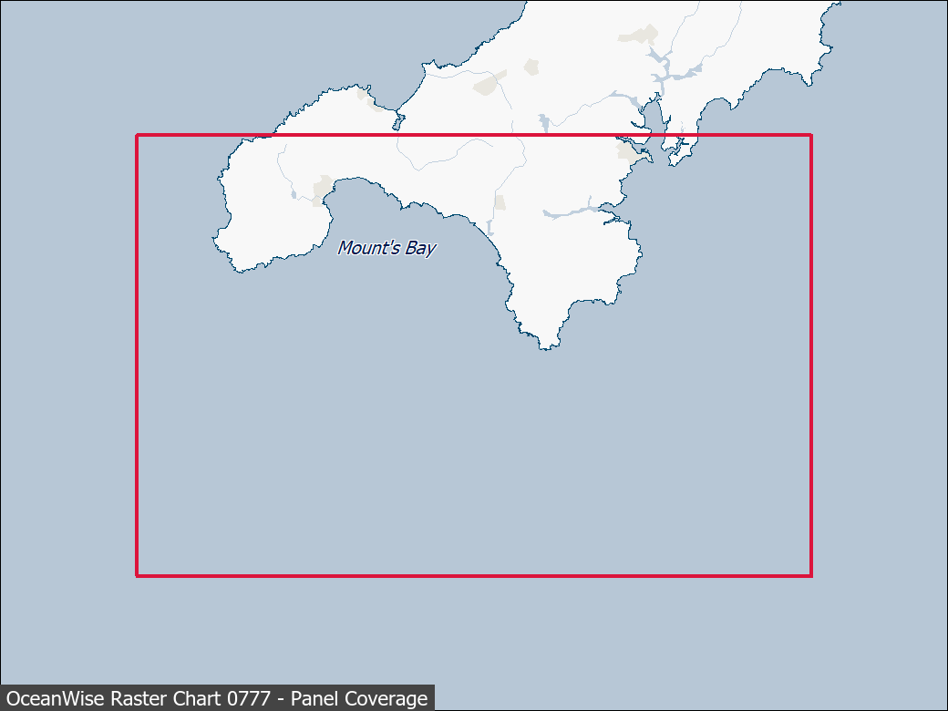 Panel coverage map for UKHO Raster Chart 0777