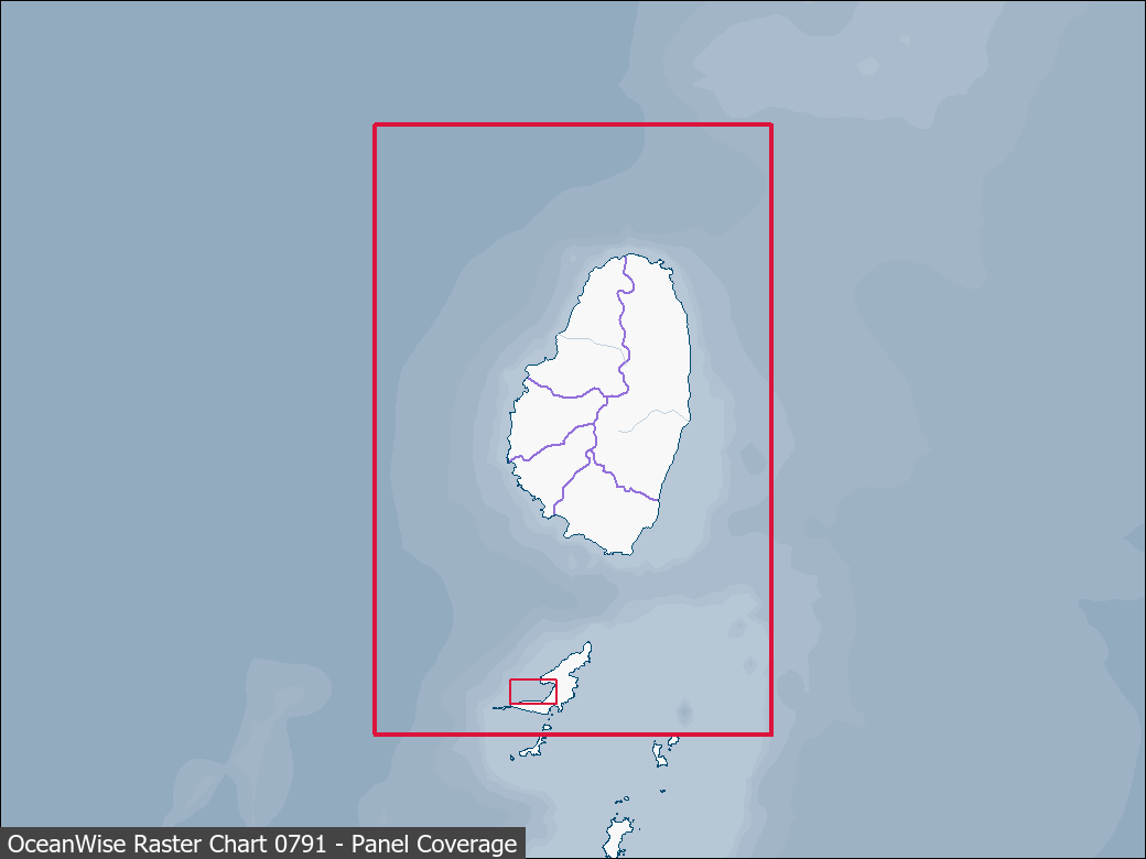 Panel coverage map for UKHO Raster Chart 0791