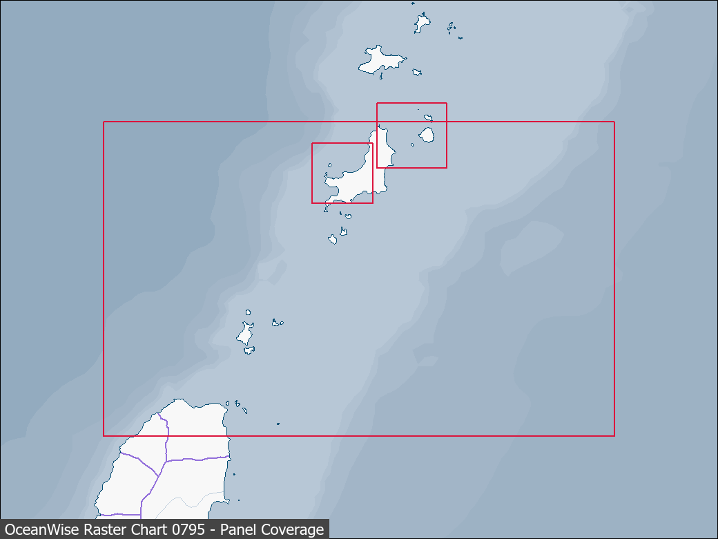 Panel coverage map for UKHO Raster Chart 0795