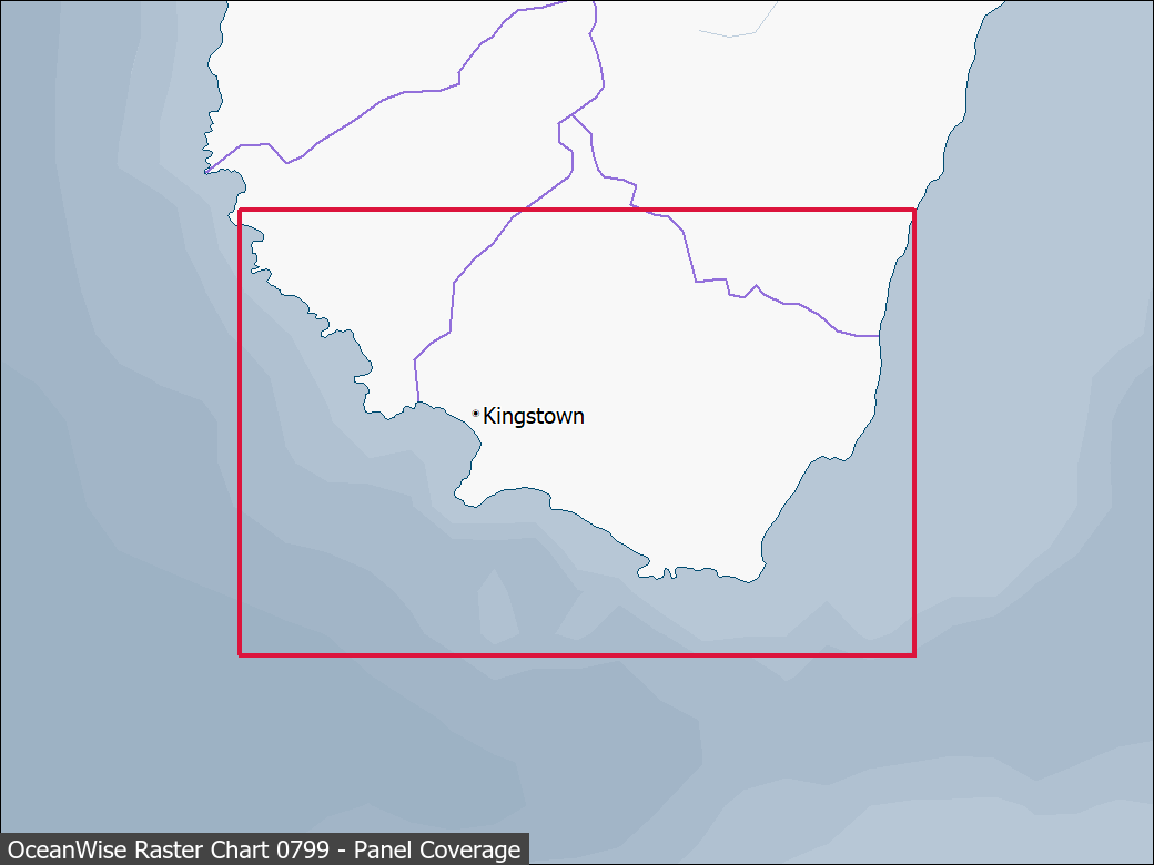 Panel coverage map for UKHO Raster Chart 0799