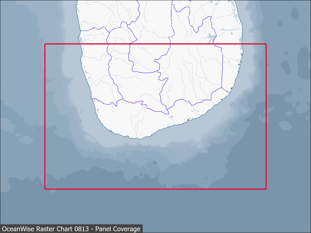 Panel coverage map for UKHO Raster Chart 0813