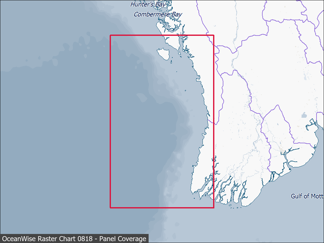 Panel coverage map for UKHO Raster Chart 0818