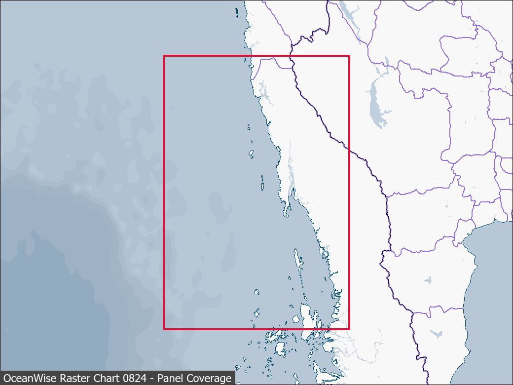 Panel coverage map for UKHO Raster Chart 0824