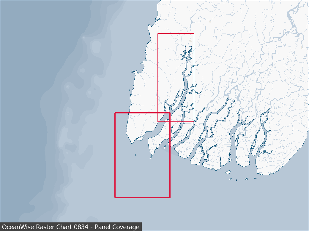 Panel coverage map for UKHO Raster Chart 0834