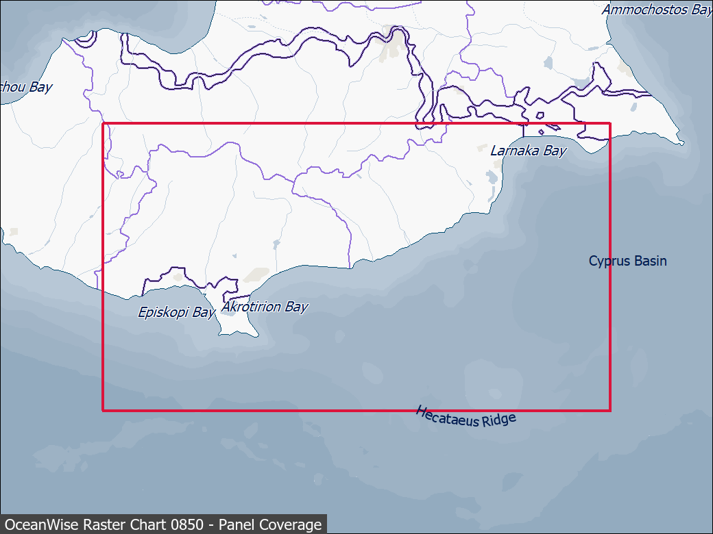 Panel coverage map for UKHO Raster Chart 0850