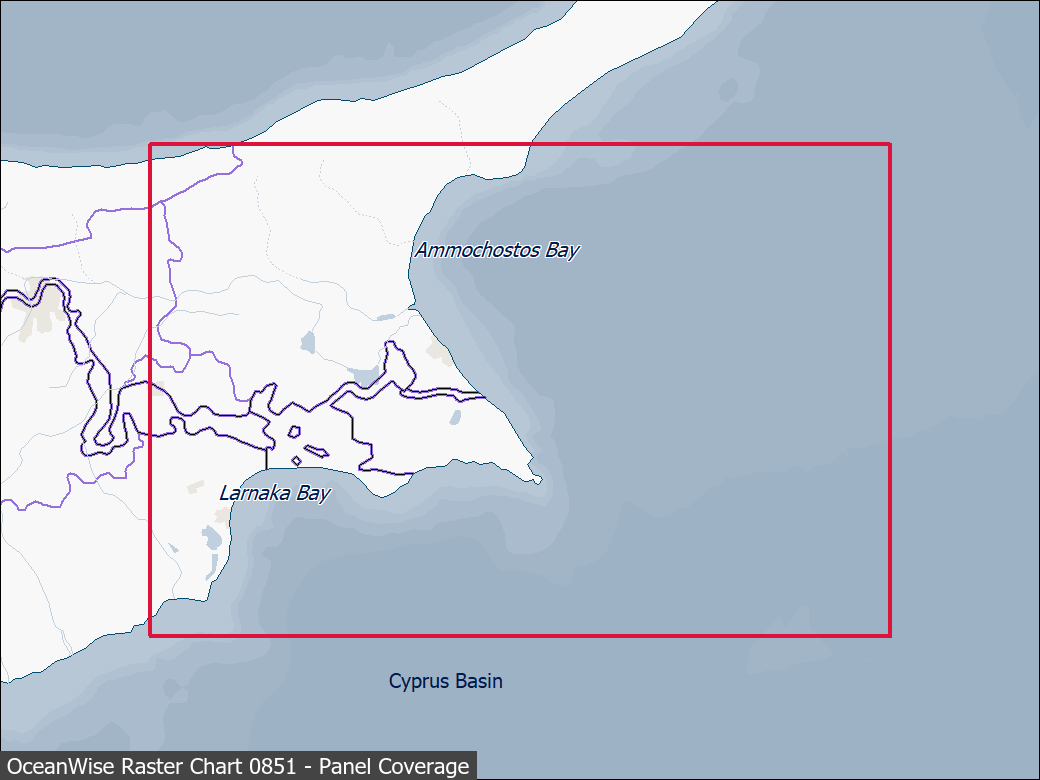 Panel coverage map for UKHO Raster Chart 0851