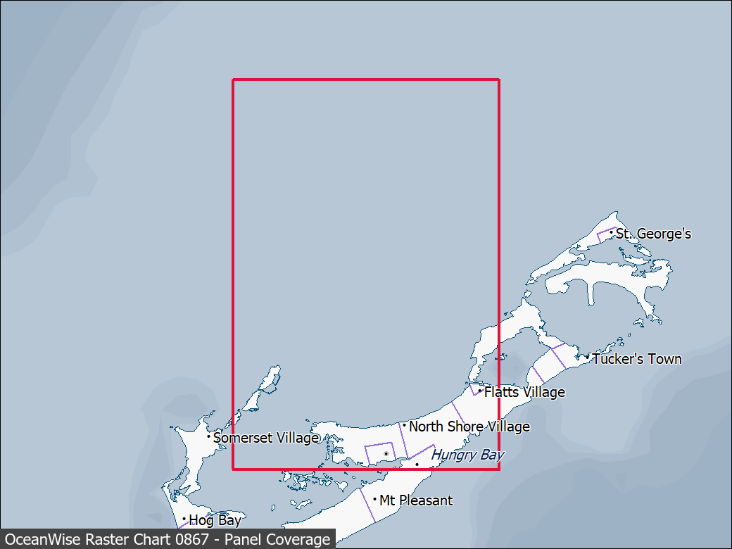 Panel coverage map for UKHO Raster Chart 0867