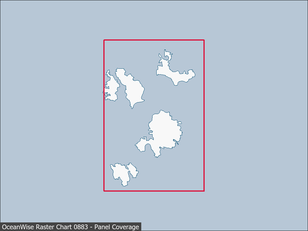 Panel coverage map for UKHO Raster Chart 0883