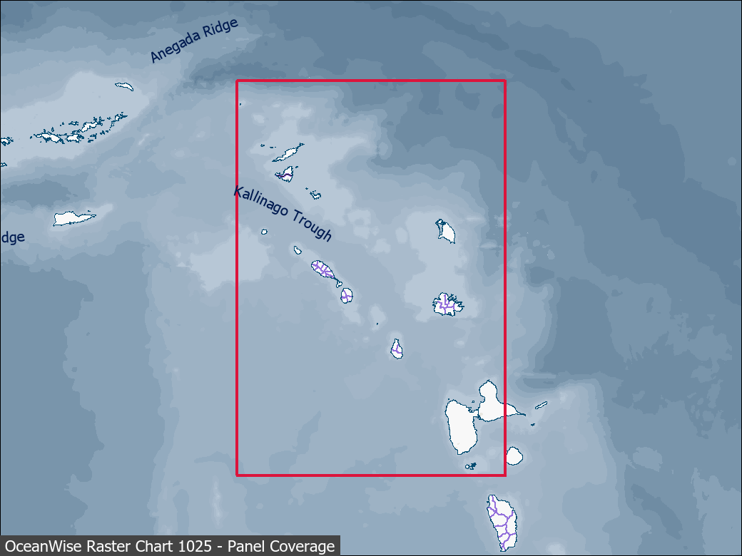 Panel coverage map for UKHO Raster Chart 1025