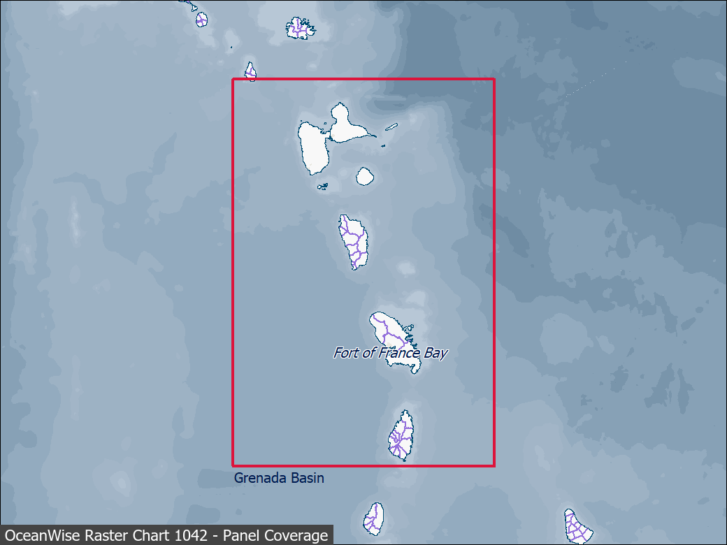 Panel coverage map for UKHO Raster Chart 1042