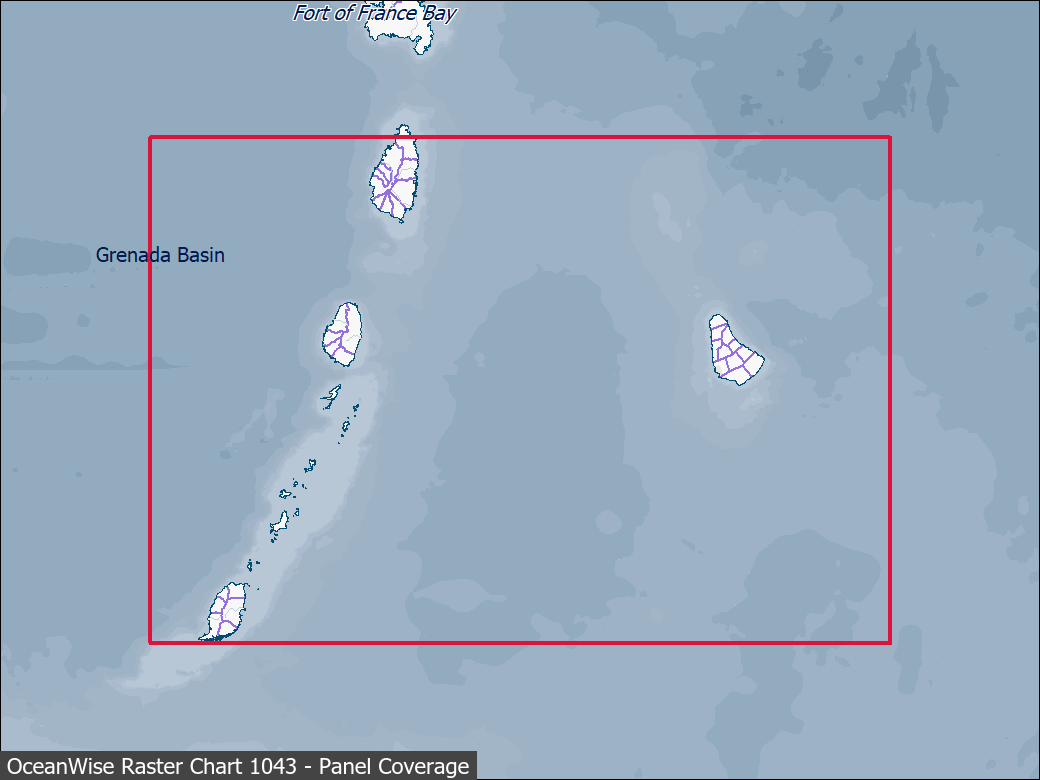 Panel coverage map for UKHO Raster Chart 1043