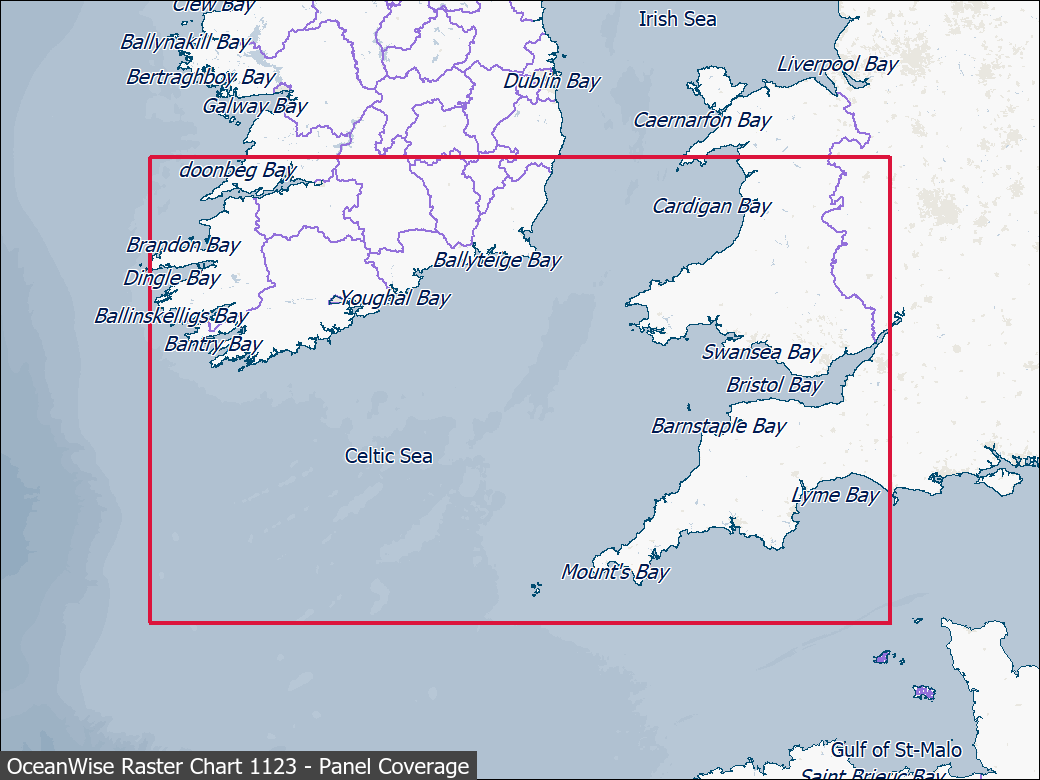 Panel coverage map for UKHO Raster Chart 1123