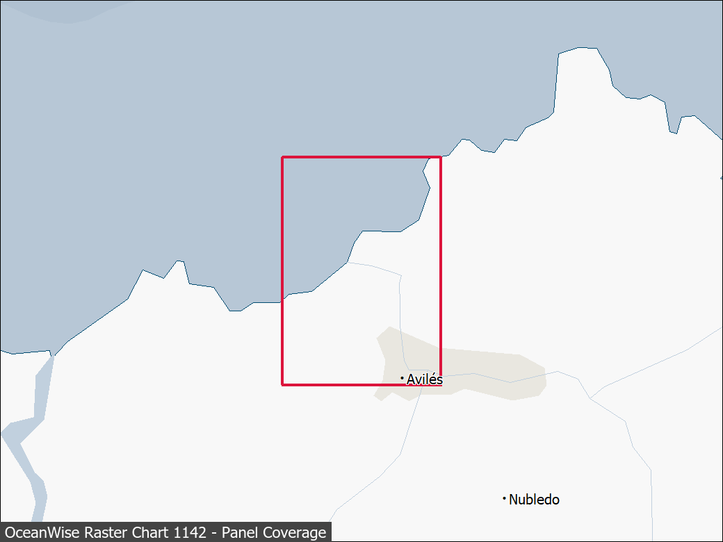 Panel coverage map for UKHO Raster Chart 1142