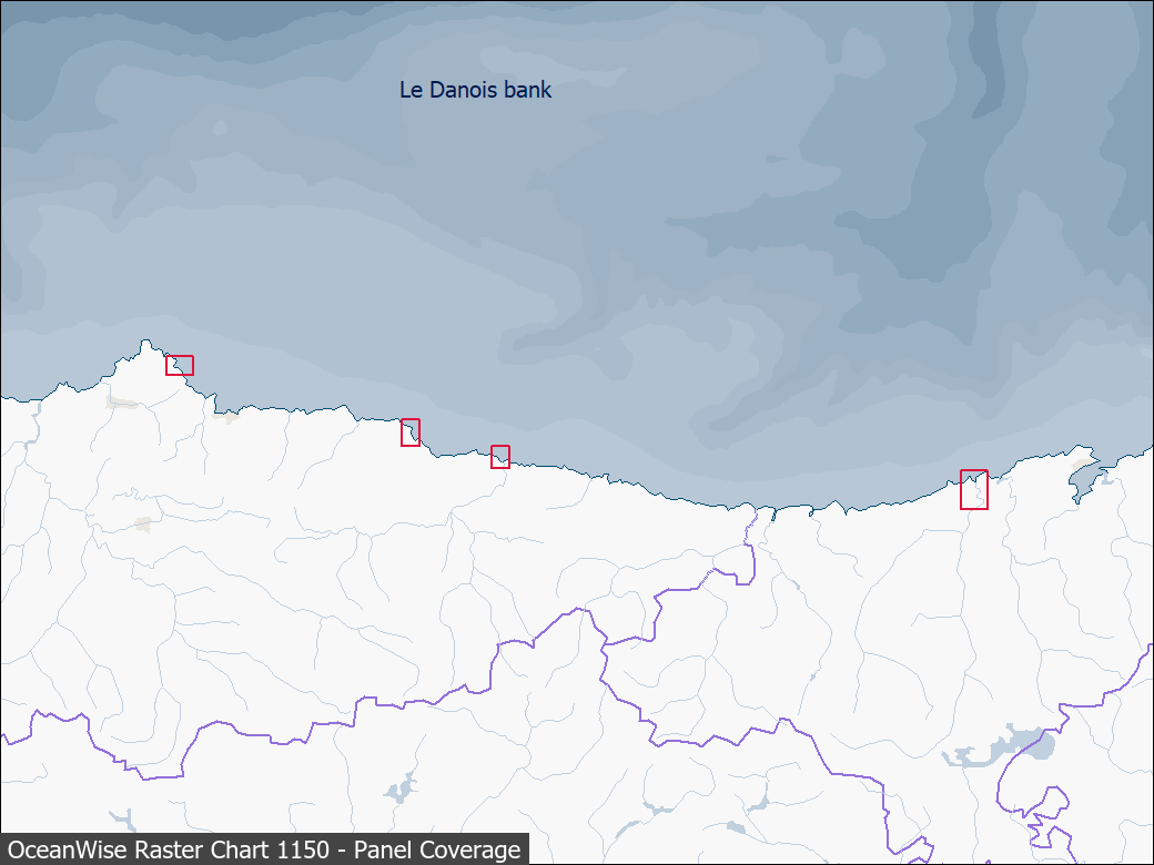 Panel coverage map for UKHO Raster Chart 1150