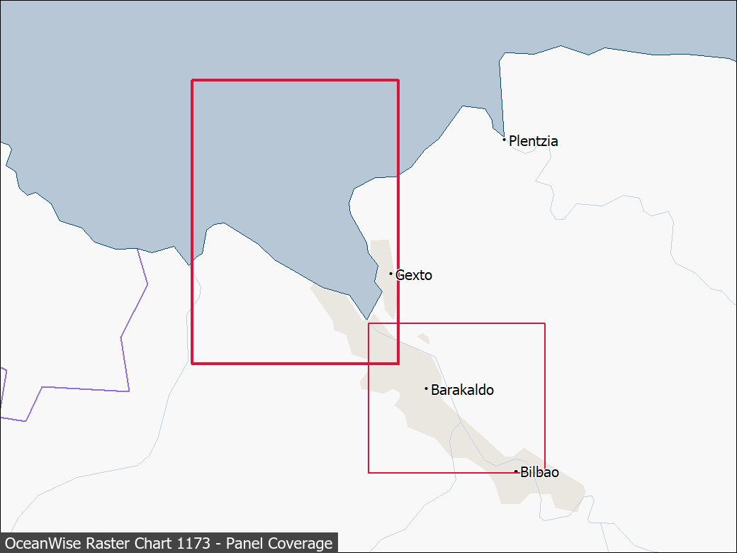 Panel coverage map for UKHO Raster Chart 1173