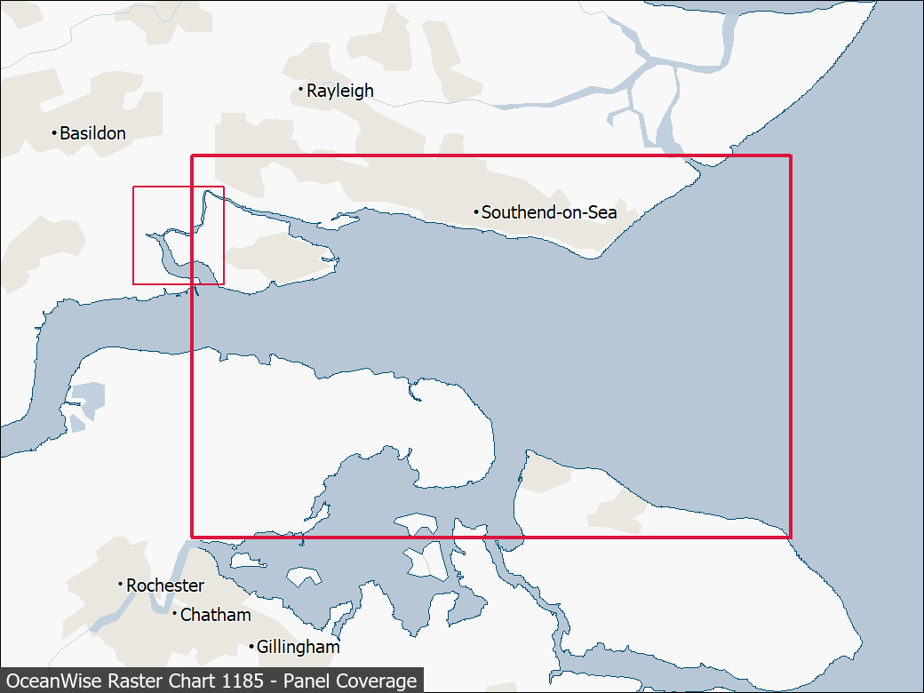 Panel coverage map for UKHO Raster Chart 1185