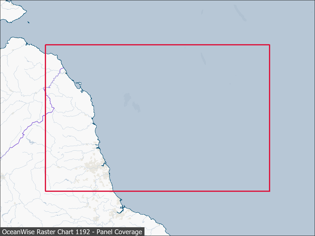 Panel coverage map for UKHO Raster Chart 1192