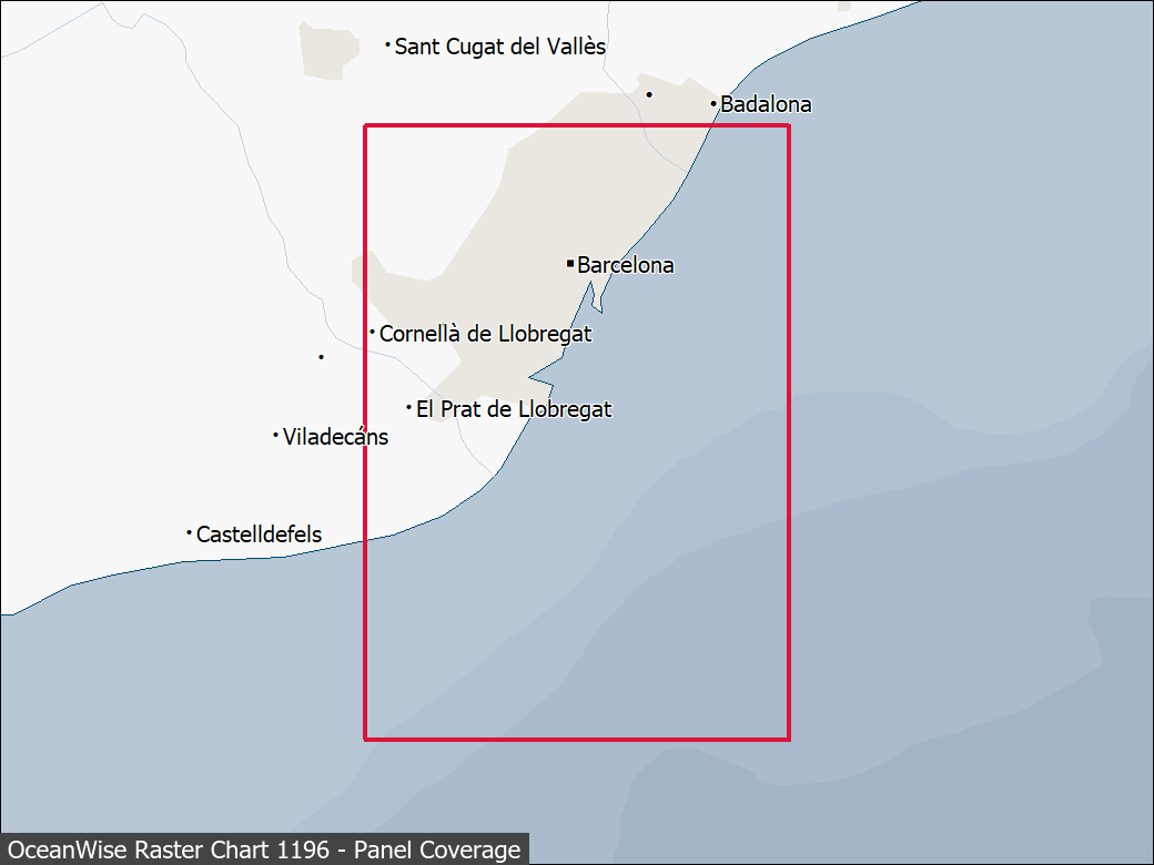 Panel coverage map for UKHO Raster Chart 1196