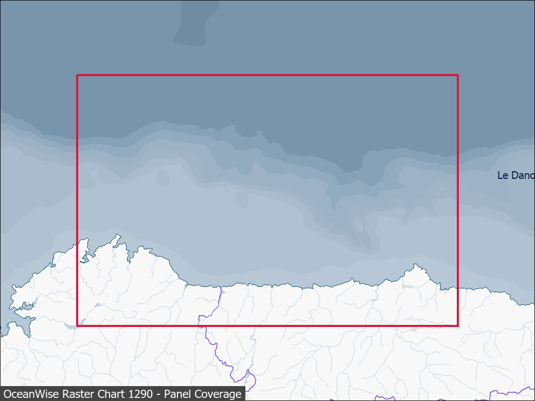 Panel coverage map for UKHO Raster Chart 1290