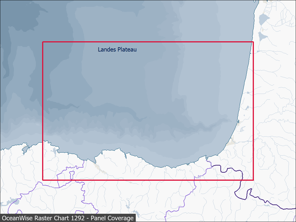 Panel coverage map for UKHO Raster Chart 1292