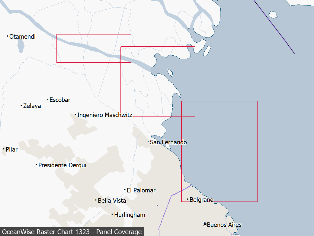 Panel coverage map for UKHO Raster Chart 1323