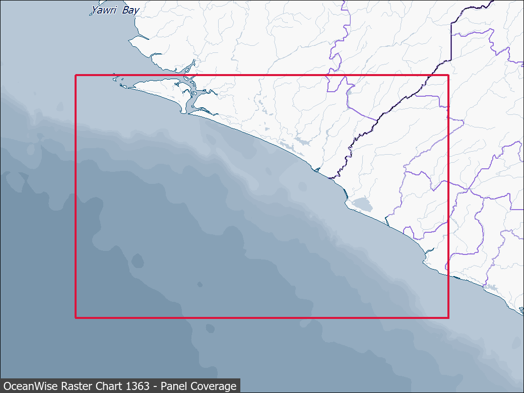 Panel coverage map for UKHO Raster Chart 1363