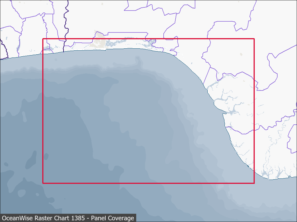 Panel coverage map for UKHO Raster Chart 1385