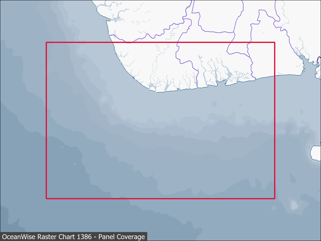 Panel coverage map for UKHO Raster Chart 1386