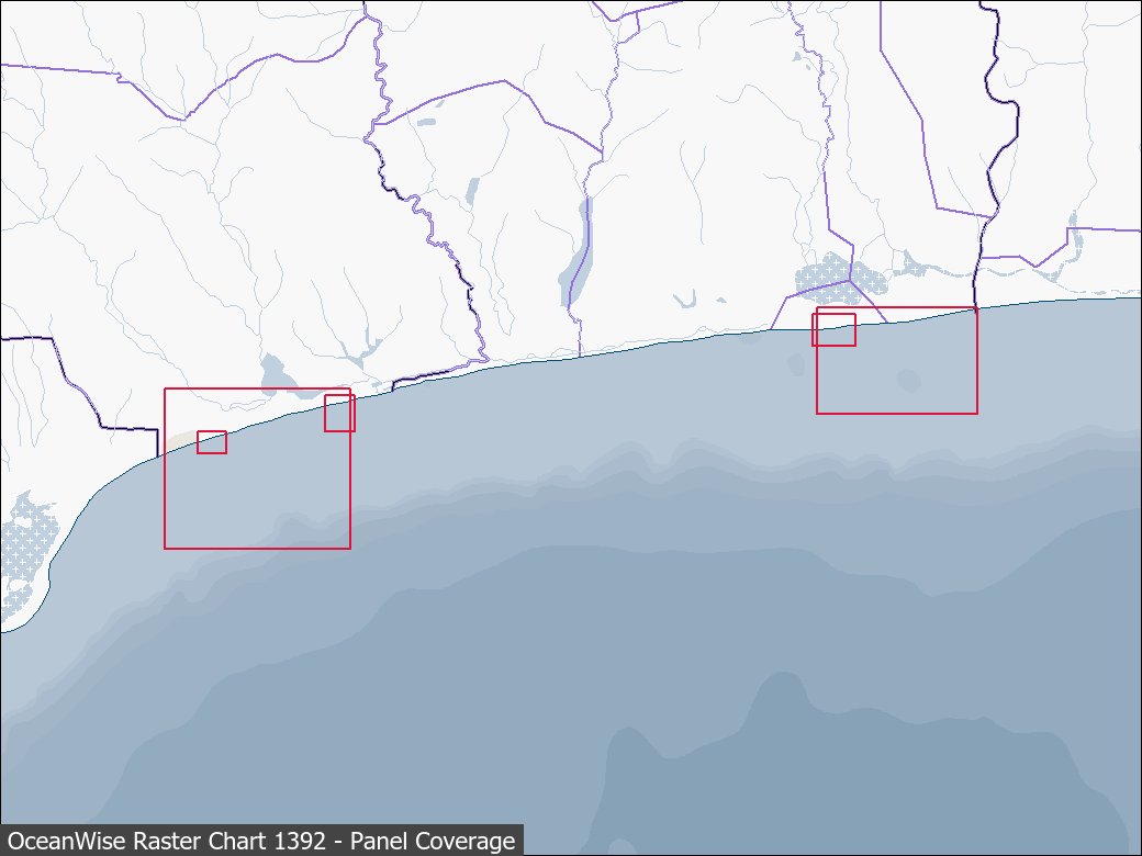 Panel coverage map for UKHO Raster Chart 1392