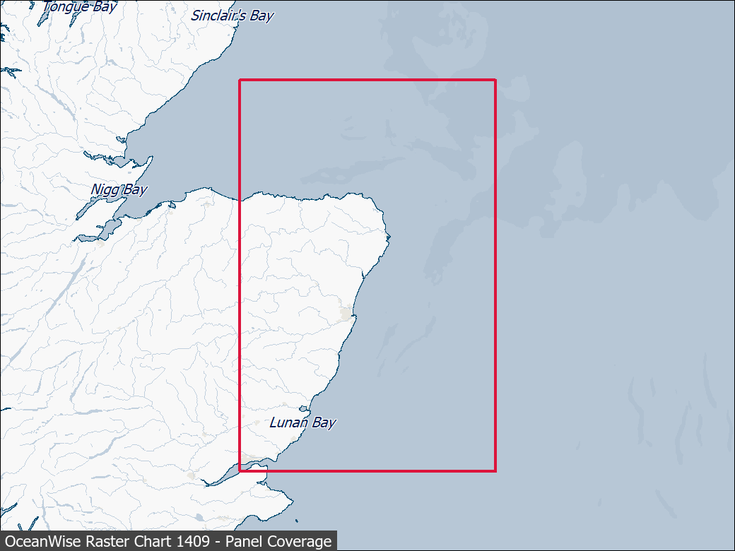 Panel coverage map for UKHO Raster Chart 1409