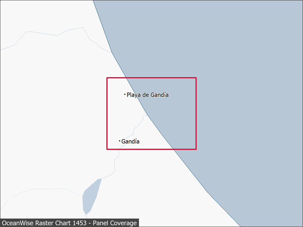 Panel coverage map for UKHO Raster Chart 1453