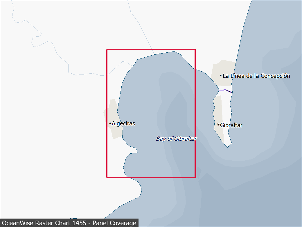 Panel coverage map for UKHO Raster Chart 1455