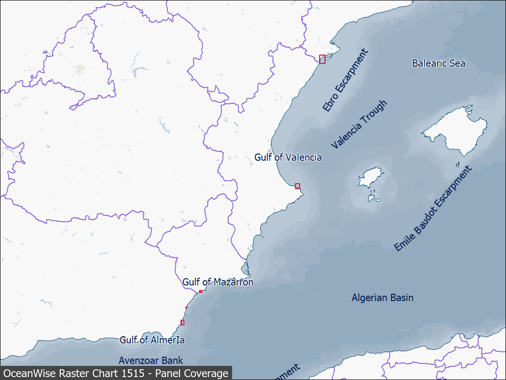 Panel coverage map for UKHO Raster Chart 1515