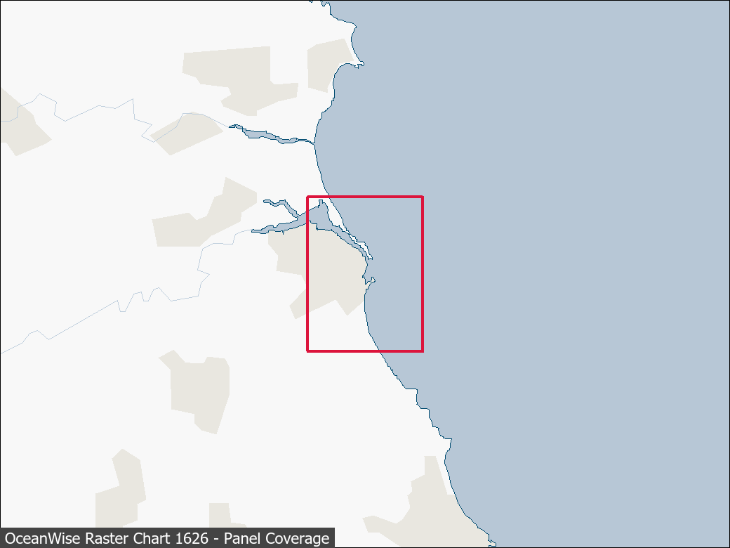 Panel coverage map for UKHO Raster Chart 1626