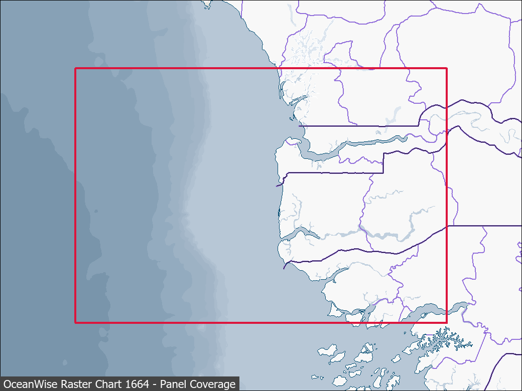 Panel coverage map for UKHO Raster Chart 1664