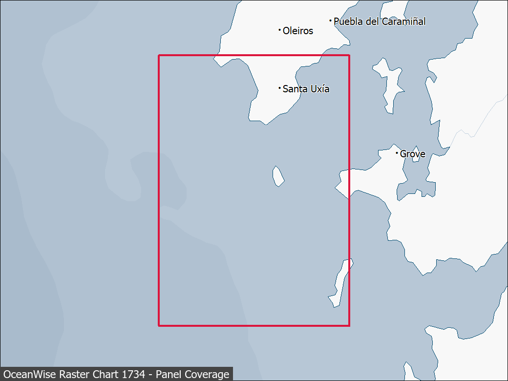 Panel coverage map for UKHO Raster Chart 1734