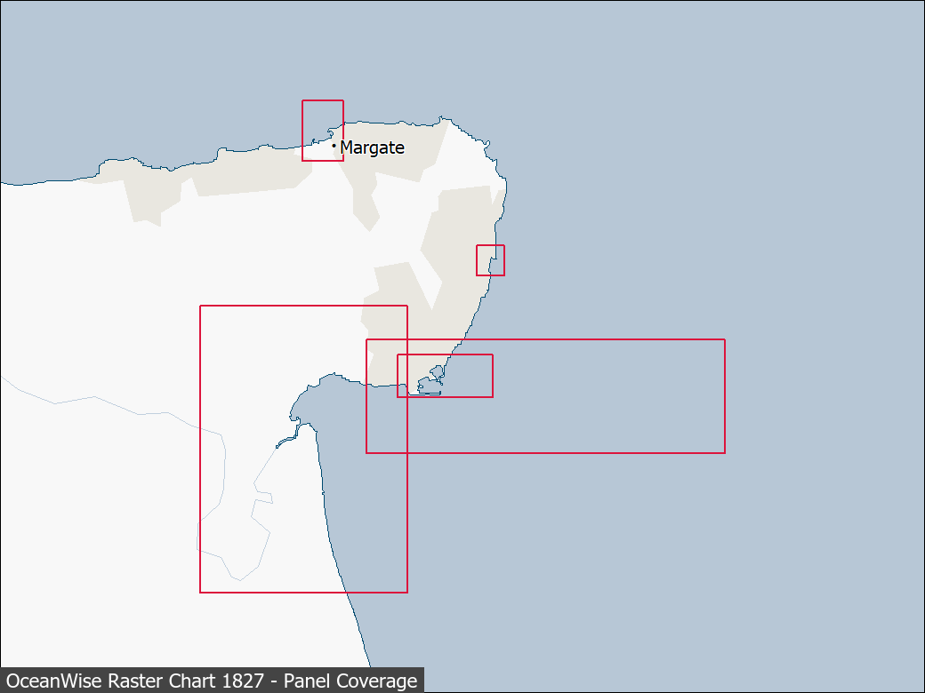 Panel coverage map for UKHO Raster Chart 1827