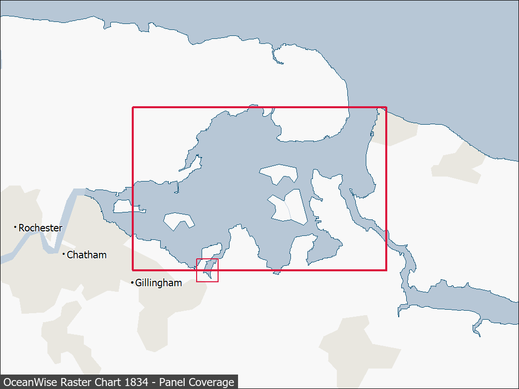 Panel coverage map for UKHO Raster Chart 1834