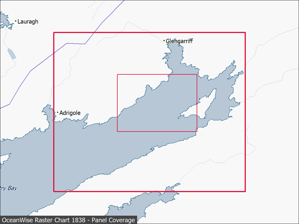 Panel coverage map for UKHO Raster Chart 1838