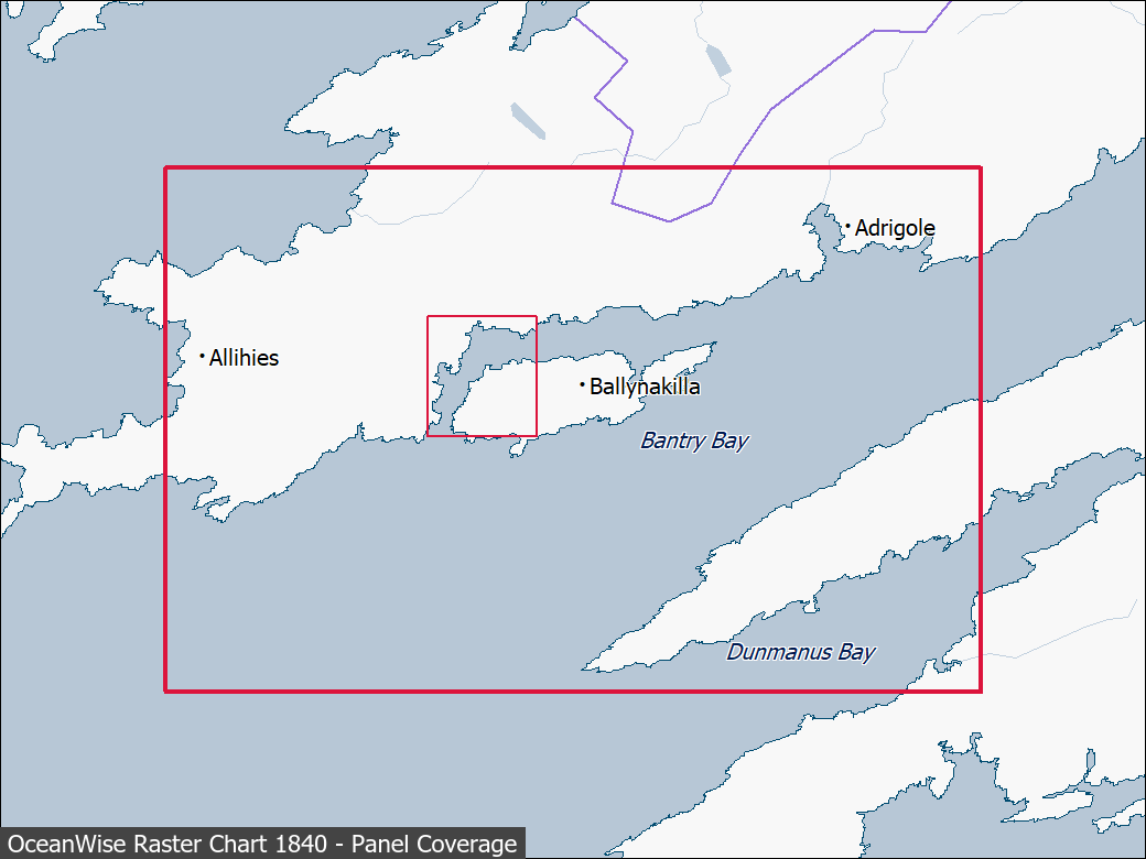 Panel coverage map for UKHO Raster Chart 1840