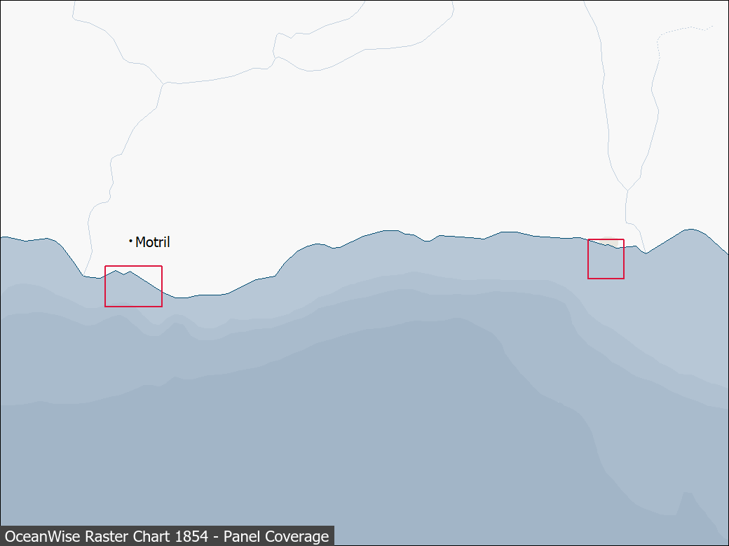 Panel coverage map for UKHO Raster Chart 1854