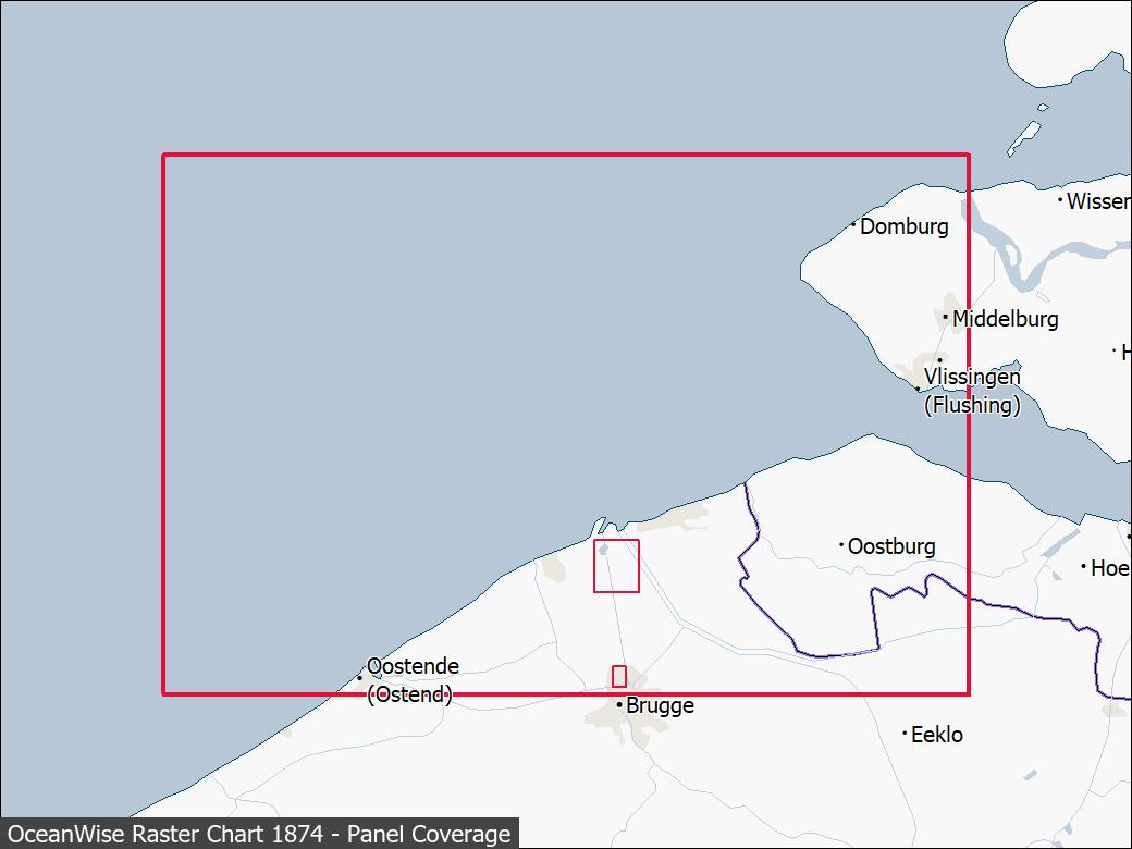 Panel coverage map for UKHO Raster Chart 1874