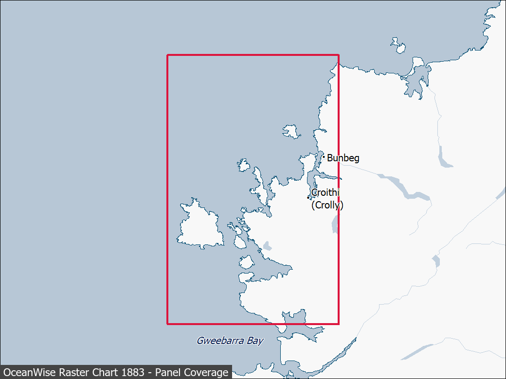 Panel coverage map for UKHO Raster Chart 1883