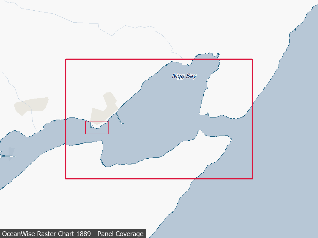 Panel coverage map for UKHO Raster Chart 1889