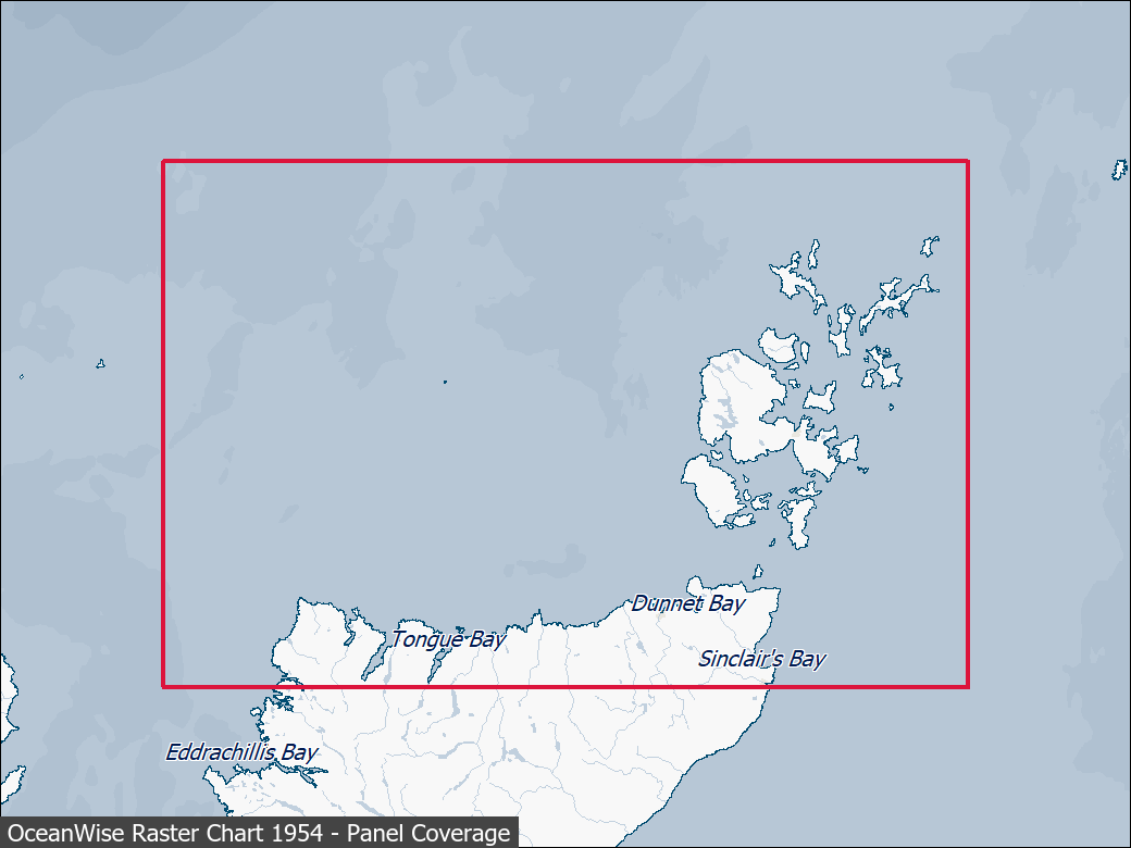 Panel coverage map for UKHO Raster Chart 1954