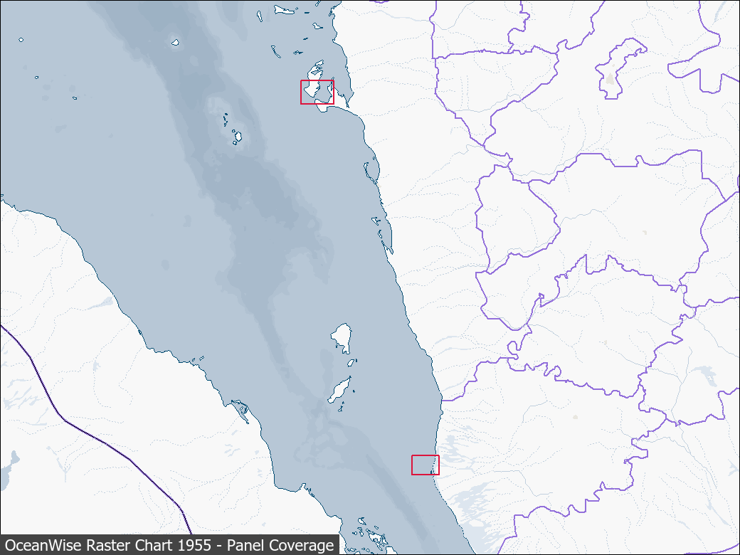 Panel coverage map for UKHO Raster Chart 1955