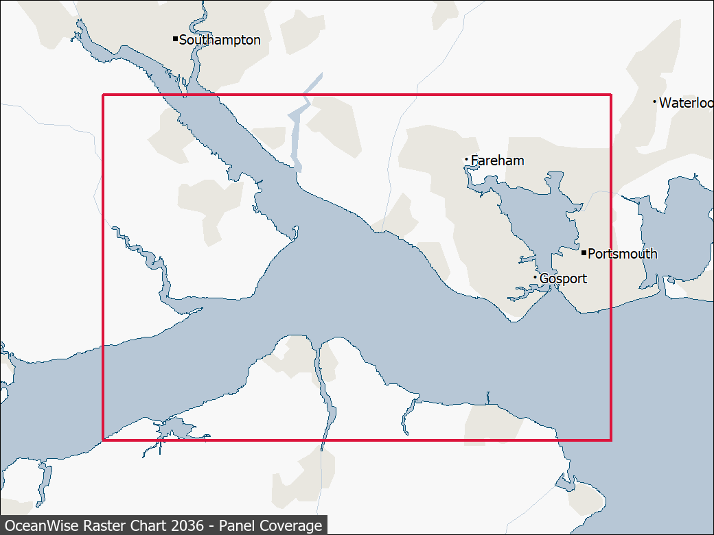 Panel coverage map for UKHO Raster Chart 2036