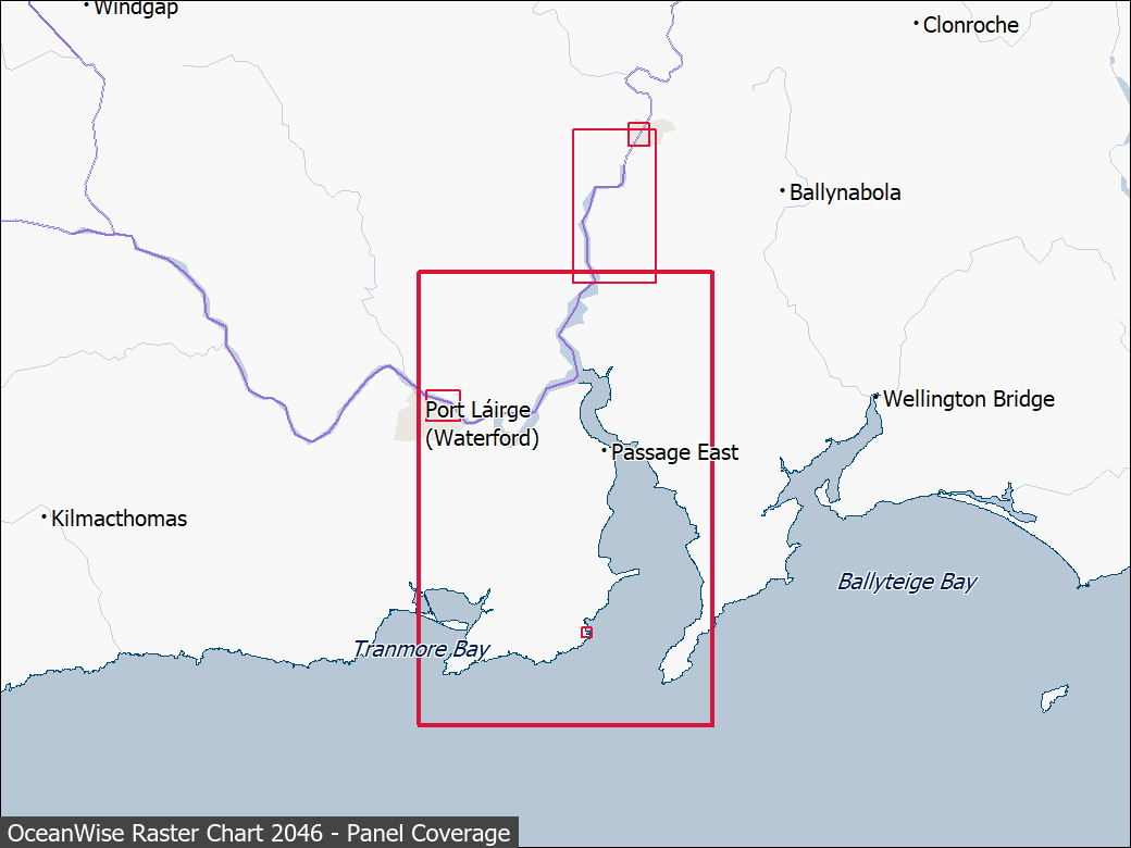 Panel coverage map for UKHO Raster Chart 2046