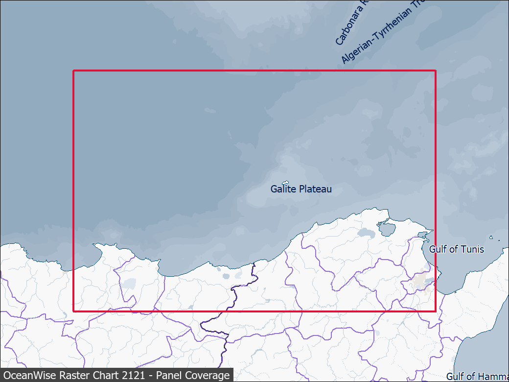 Panel coverage map for UKHO Raster Chart 2121