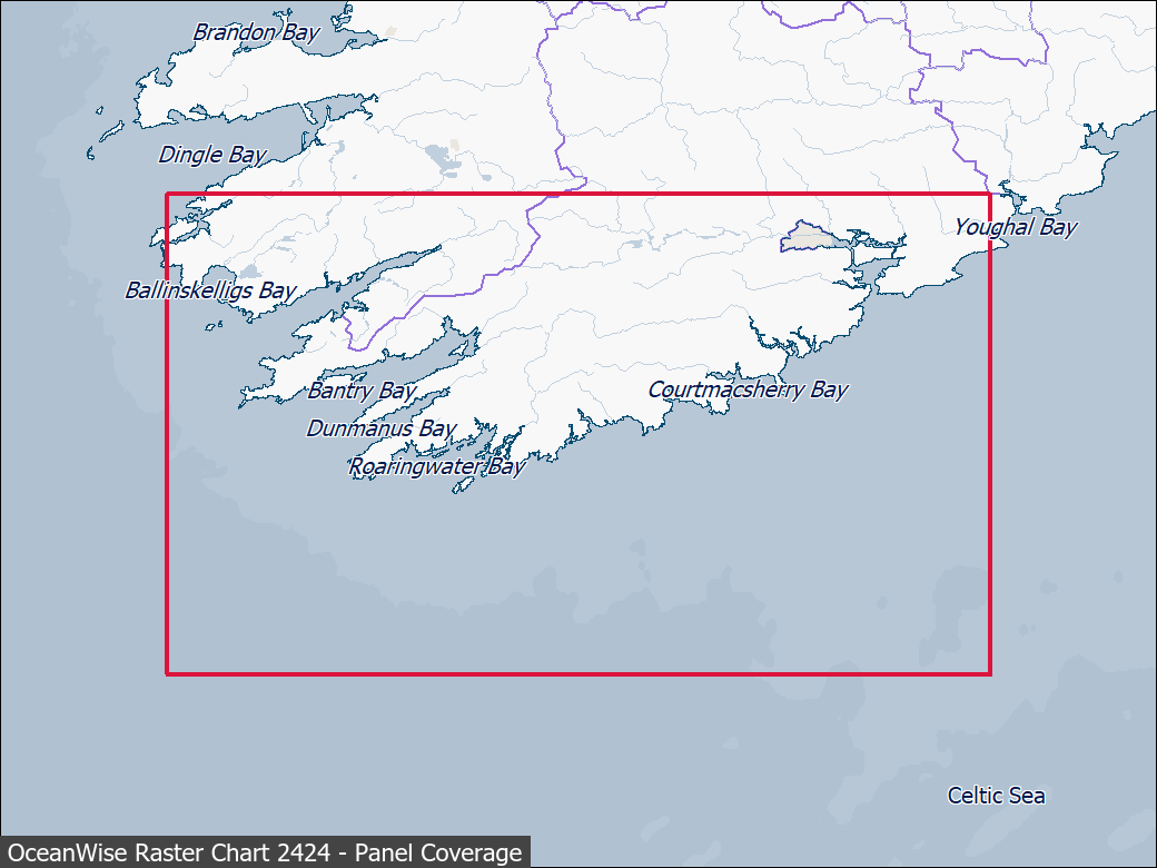 Panel coverage map for UKHO Raster Chart 2424